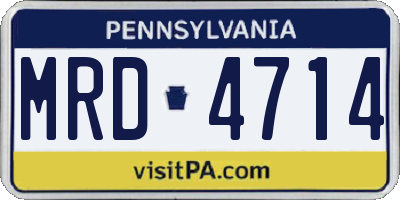 PA license plate MRD4714