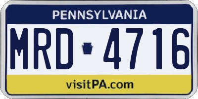 PA license plate MRD4716