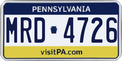PA license plate MRD4726