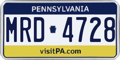 PA license plate MRD4728