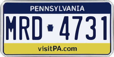 PA license plate MRD4731