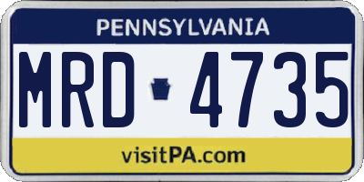 PA license plate MRD4735