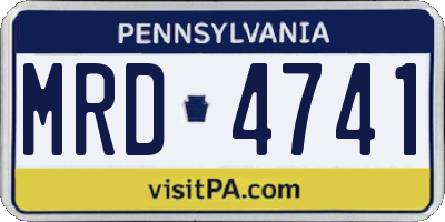 PA license plate MRD4741