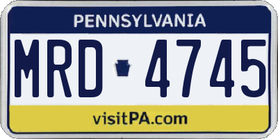 PA license plate MRD4745