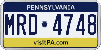 PA license plate MRD4748