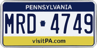 PA license plate MRD4749