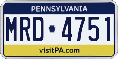 PA license plate MRD4751