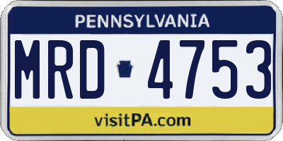 PA license plate MRD4753