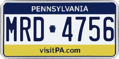 PA license plate MRD4756