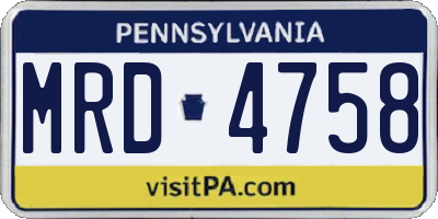 PA license plate MRD4758