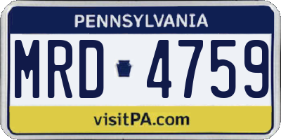 PA license plate MRD4759