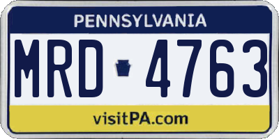 PA license plate MRD4763