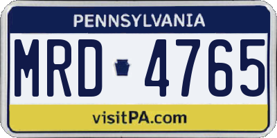 PA license plate MRD4765