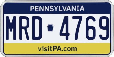 PA license plate MRD4769