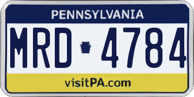 PA license plate MRD4784