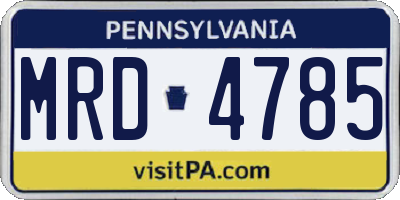 PA license plate MRD4785
