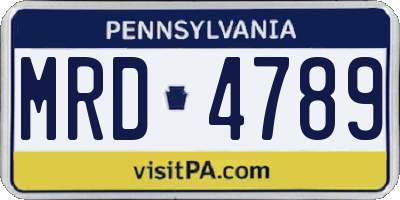 PA license plate MRD4789