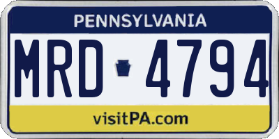 PA license plate MRD4794