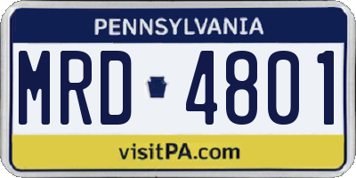 PA license plate MRD4801