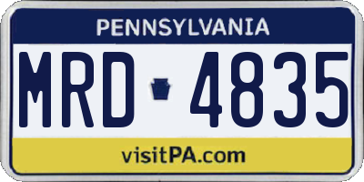 PA license plate MRD4835