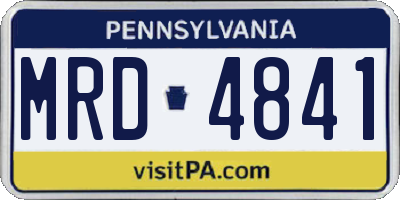 PA license plate MRD4841