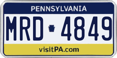 PA license plate MRD4849