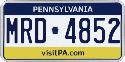 PA license plate MRD4852