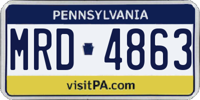 PA license plate MRD4863