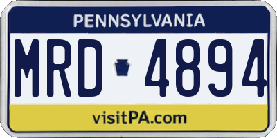 PA license plate MRD4894