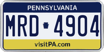 PA license plate MRD4904