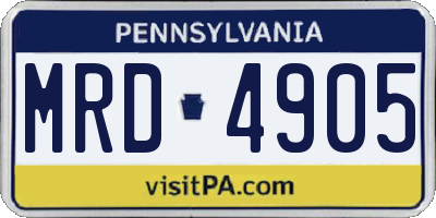 PA license plate MRD4905
