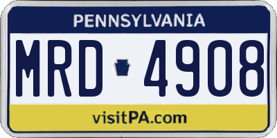 PA license plate MRD4908