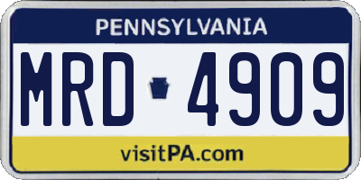 PA license plate MRD4909
