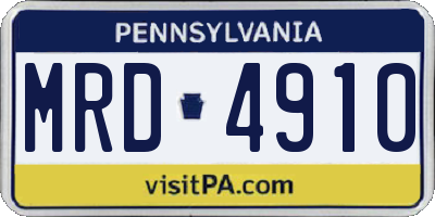 PA license plate MRD4910
