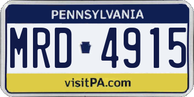 PA license plate MRD4915