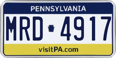 PA license plate MRD4917