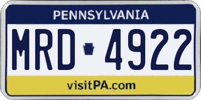 PA license plate MRD4922