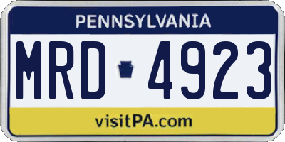 PA license plate MRD4923