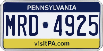 PA license plate MRD4925