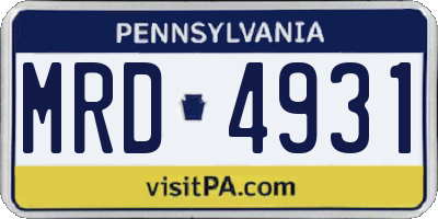 PA license plate MRD4931