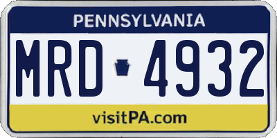 PA license plate MRD4932