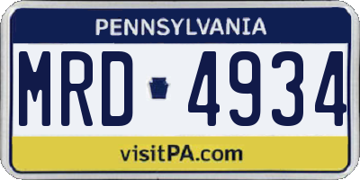PA license plate MRD4934