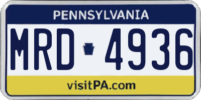 PA license plate MRD4936