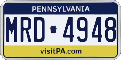 PA license plate MRD4948