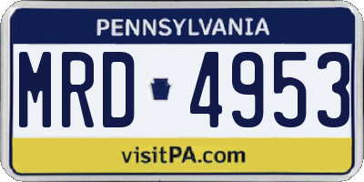 PA license plate MRD4953