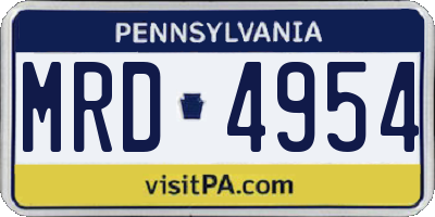 PA license plate MRD4954
