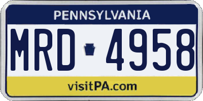 PA license plate MRD4958