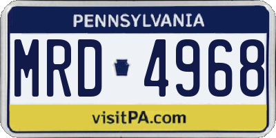 PA license plate MRD4968