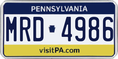 PA license plate MRD4986