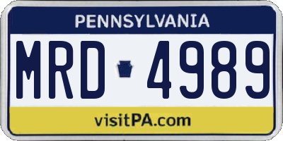 PA license plate MRD4989